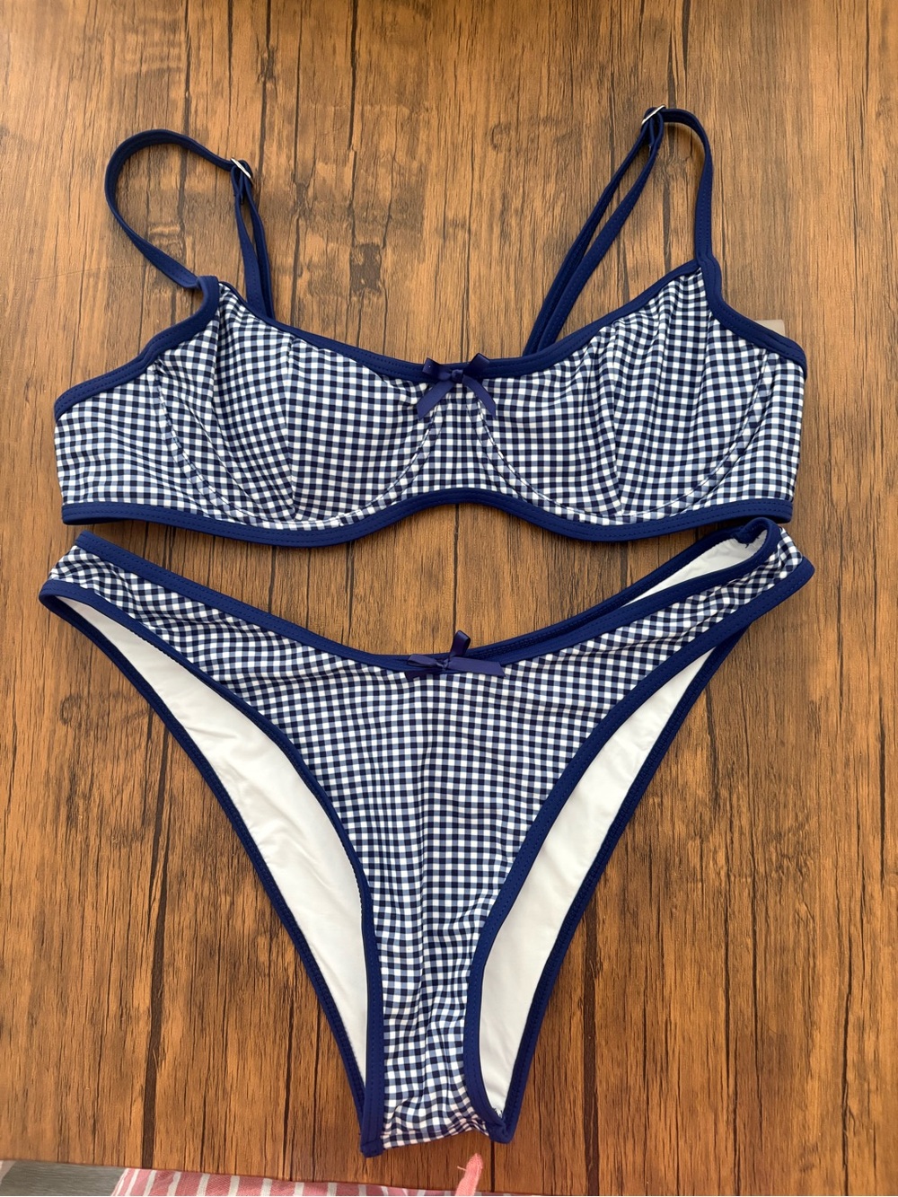 Navy Gingham Two-Piece Bikini Set